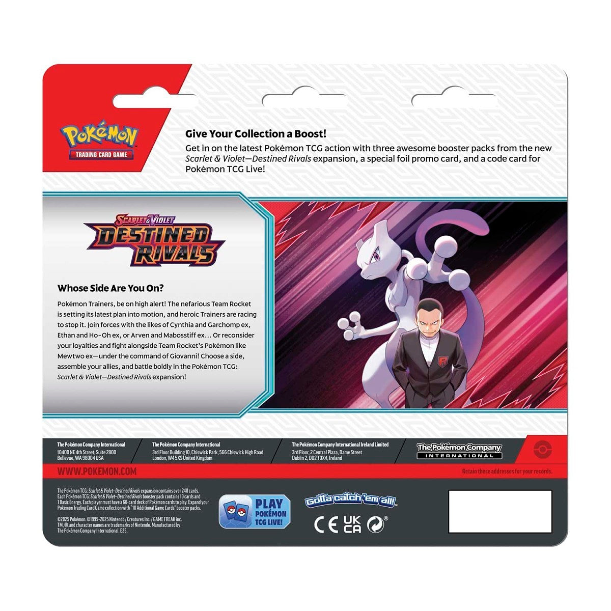 Pokémon TCG: Scarlet & Violet-Destined Rivals 3 Booster Packs & Zebstrika Promo Card
